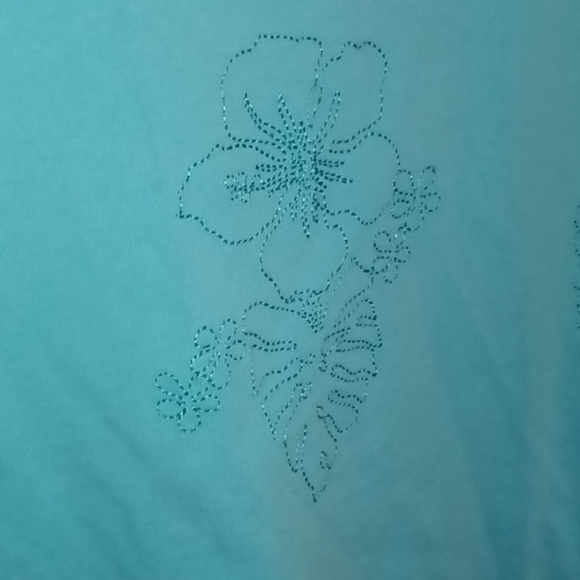 Croft & Barrow Women's Blue Shirt w/Flowery Stitching, size L! NWOT! - Picture 4 of 5